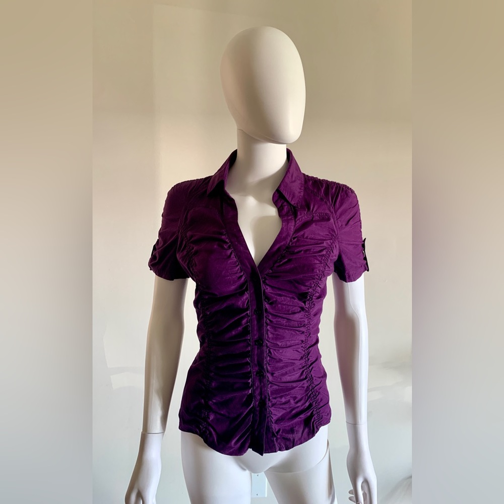 Guess Button Down Top in Purple